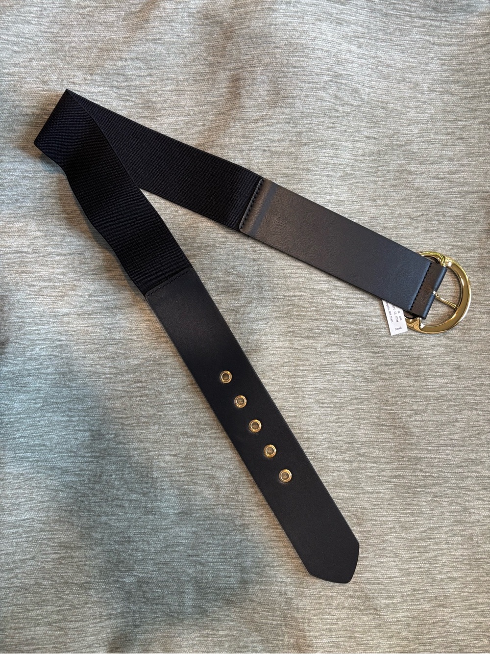 Target Black Stretch Belt with Gold-Tone Round Buckle Accent